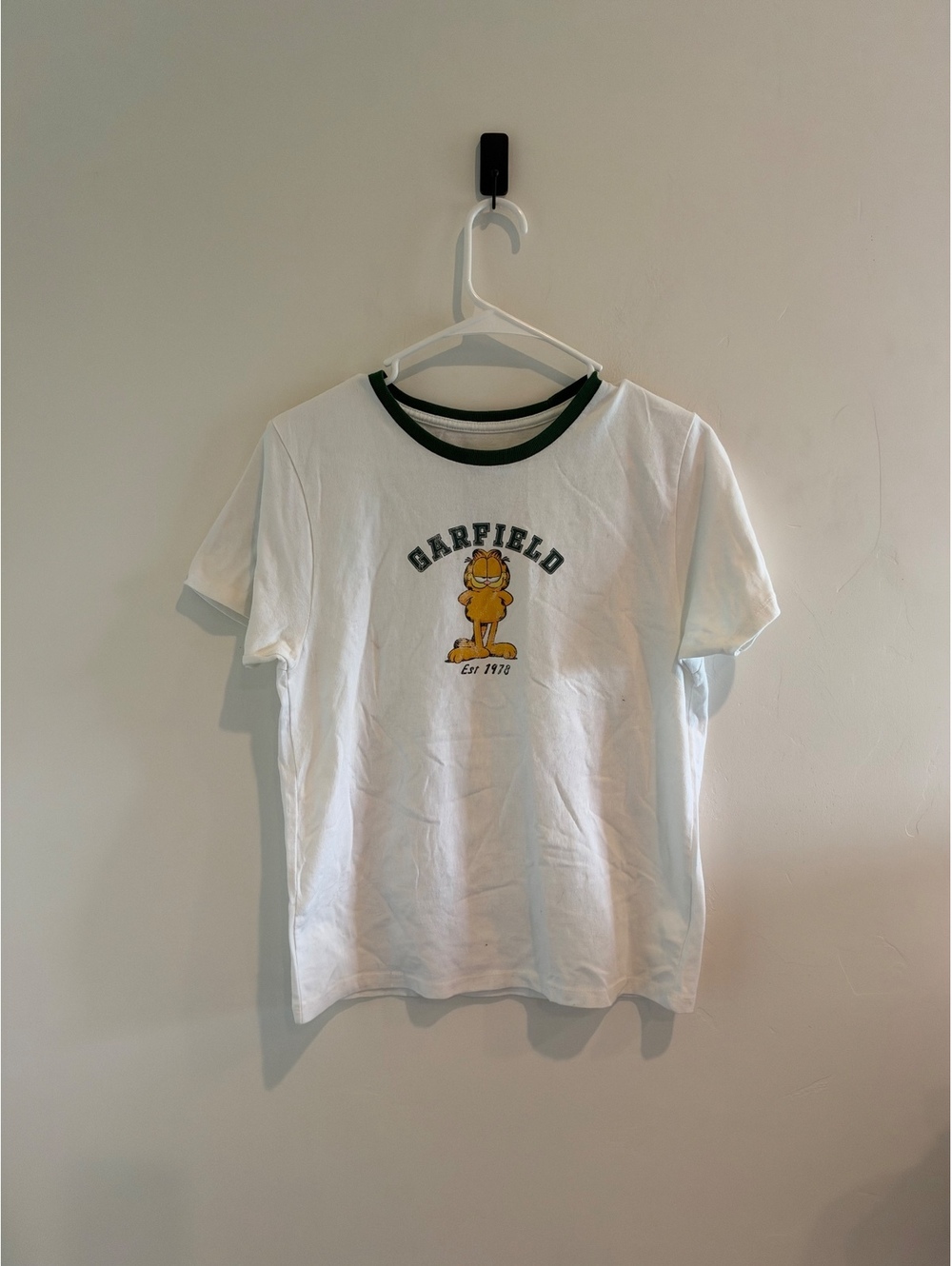 Garfield Est. 1978 Ringer T-Shirt Women’s XL White Green Nickelodeon Graphic Tee